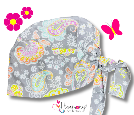 Grey Paisley Florence™ Scrub Hat