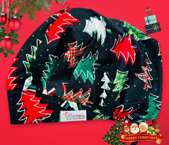 CHRISTMAS Holiday Tree Modern Bouffant™ Scrub Hat