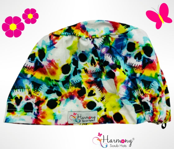 Tie-Dye Skulls EURO® Scrub Hat