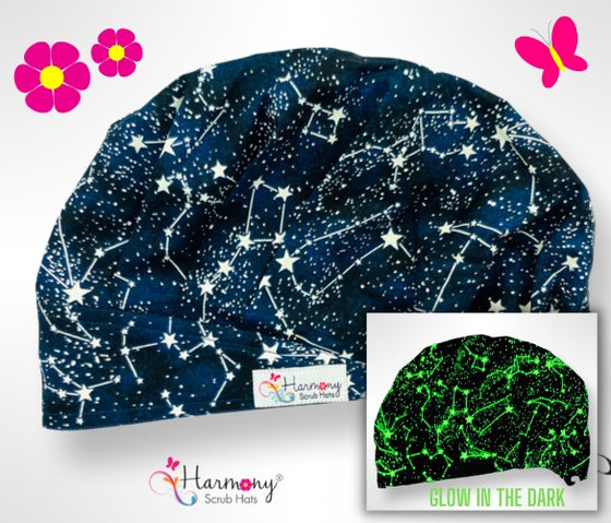 GLOW IN THE DARK Constellations Modern Bouffant™ Scrub Hat