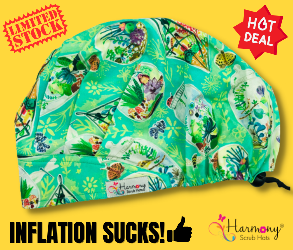 INFLATION BUSTER Modern Bouffant® Glass Zoo Scrub Hat