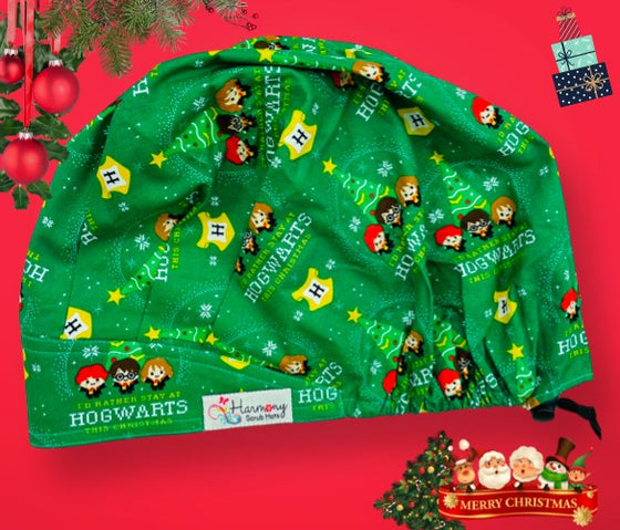 CHRISTMAS Hogwarts Modern Bouffant™ Scrub Hat